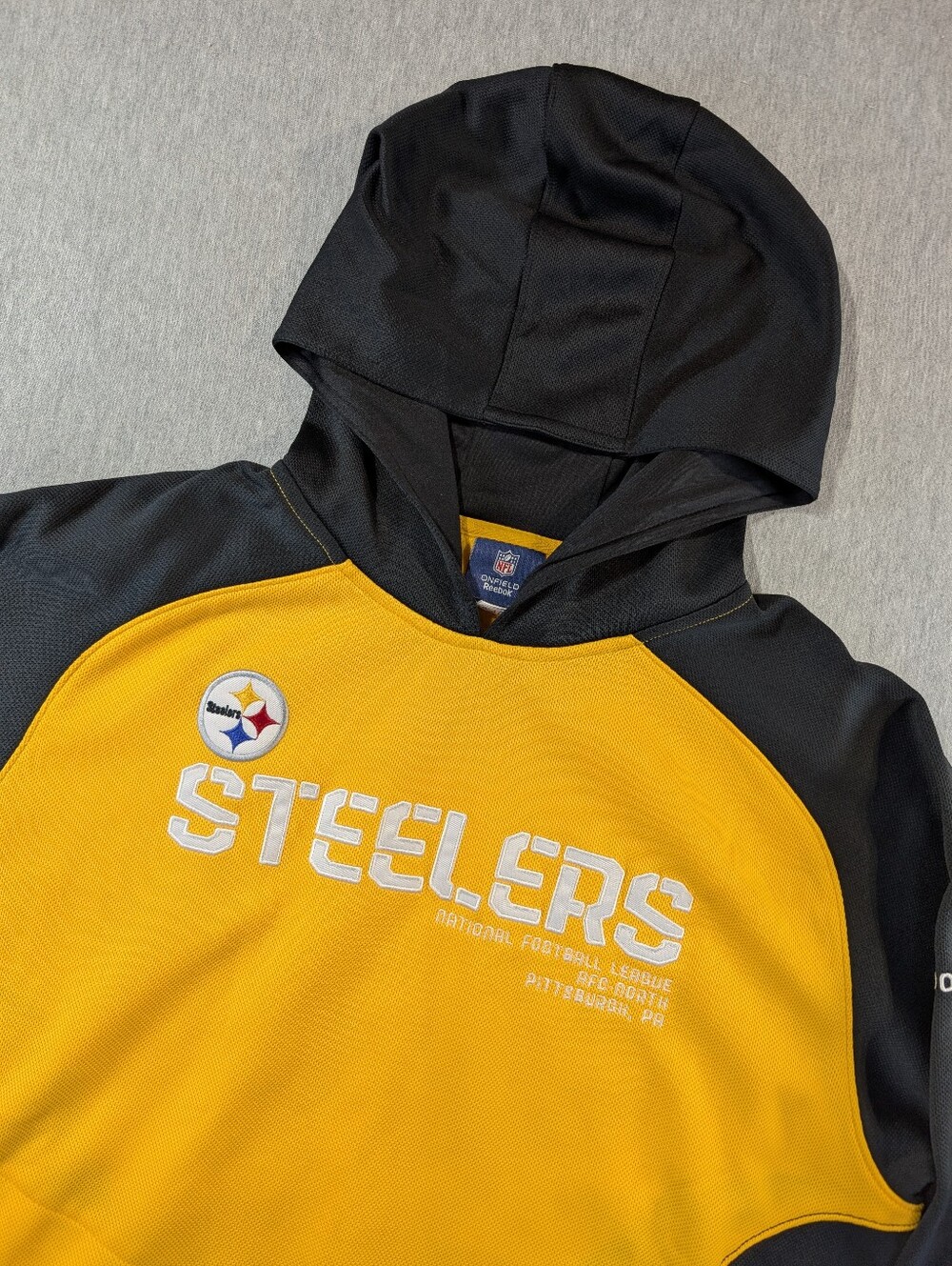 Pittsburgh Steelers Reebok On Field Hoodie Unisex Large Gold Black NFL Football